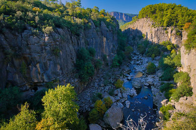 Scenic view of lake amidst rocks