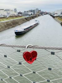 Love padlocks on river