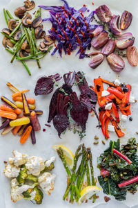 High angle view of food on table