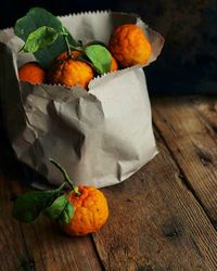 Close-up of pumpkins on table