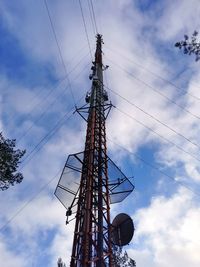 Low angle view of electricity pylon against sky