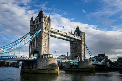 Low angle view of suspension bridge