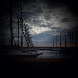 Scenic view of sea against cloudy sky at sunset