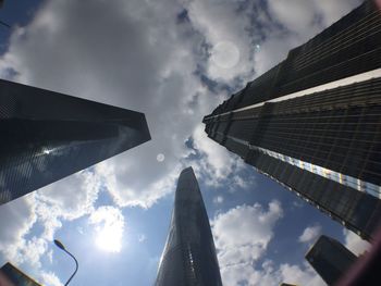 Low angle view of skyscrapers against sky