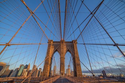 Low angle view of suspension bridge