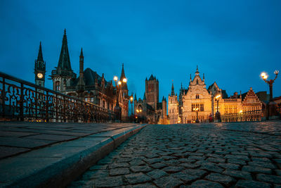 View from st. michaels bridge to the old town of ghent, belgium.