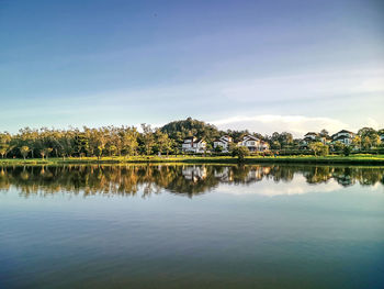 Scenic view of lake against sky