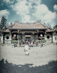 Low angle view of temple against sky