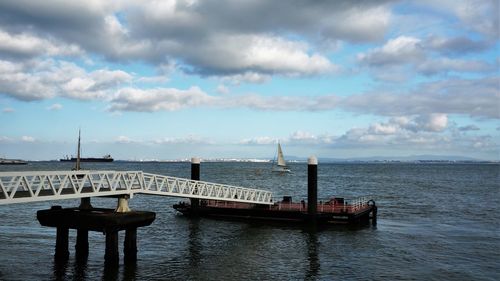 Pier on sea against sky