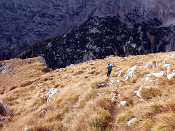 Man hiking on mountain