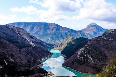 Panoramic view of mountains against sky