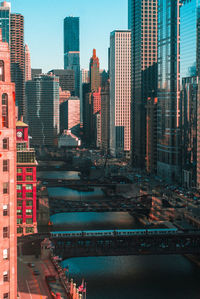 View of skyscrapers in city