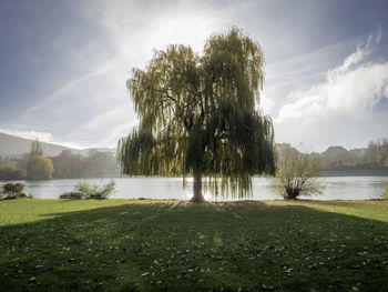 Scenic view of lake against sky