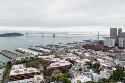 High angle view of buildings in city