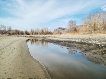 Scenic view of land against sky