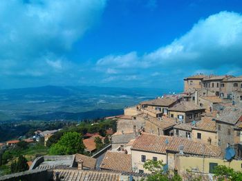 High angle view of townscape against sky