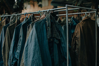 Clothes drying on rack