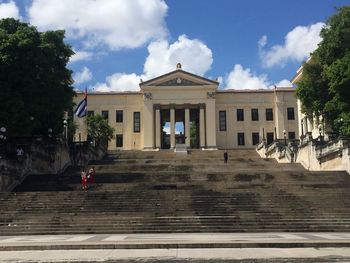 Low angle view of staircase in front of building