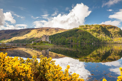 Scenic view of lake against sky