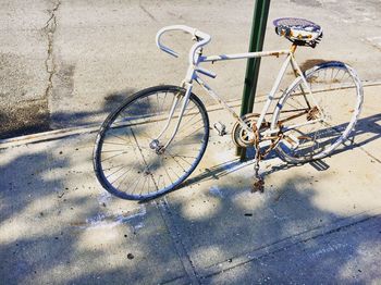 High angle view of bicycle on street