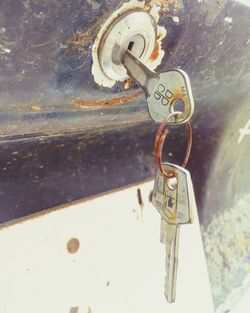 Close-up of padlocks on chain