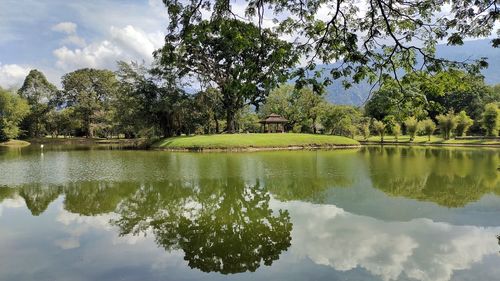 Scenic view of lake against sky