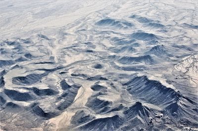 High angle view of snow covered land