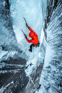 Person on snow covered mountain