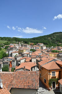 The landscape of sasso di castalda, a village of basilicata region, italy.