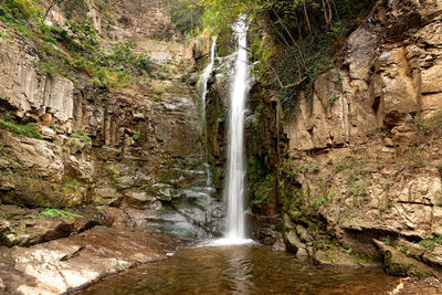 Scenic view of waterfall