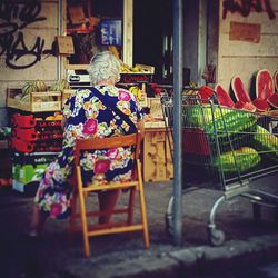 Chairs for sale at market stall