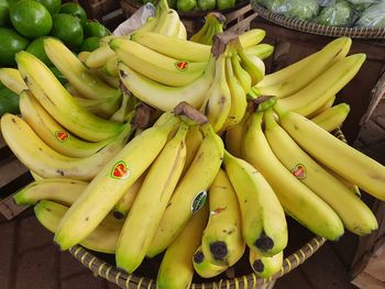 High angle view of fruits for sale at market stall