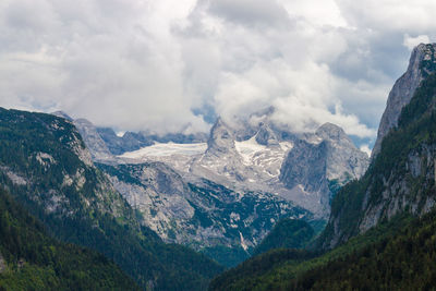 Panoramic view of snowcapped mountains against sky