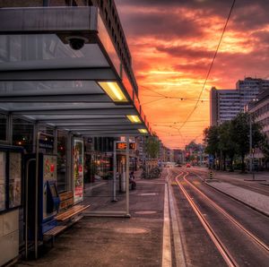 Railroad track at sunset