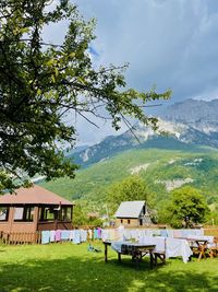 Scenic view of mountains against sky