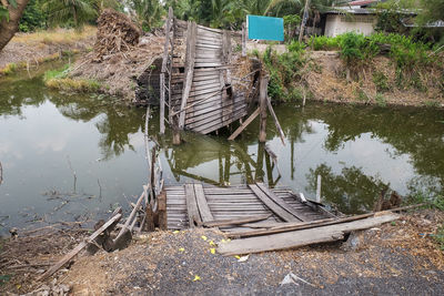 Wooden pier on lake