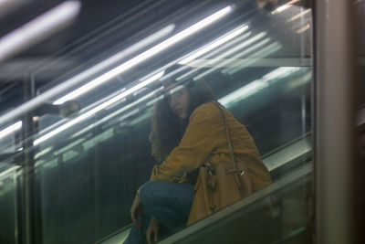View of train at subway station