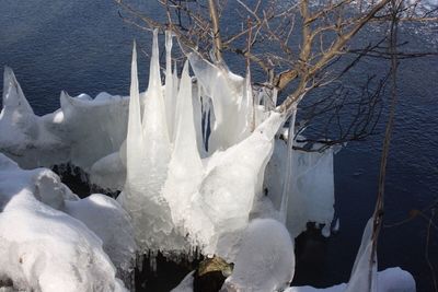 Scenic view of frozen waterfall