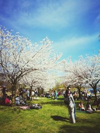 People in park against sky