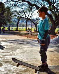 Full length of boy in park