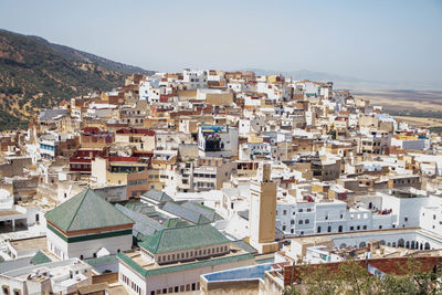 High angle view of townscape against sky