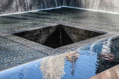 High angle view of wet swimming pool