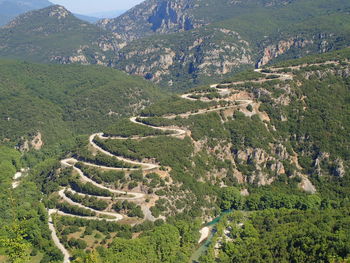 High angle view of agricultural landscape