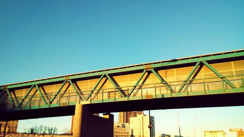 Low angle view of built structure against clear blue sky