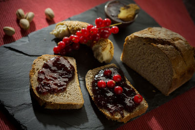 Close-up of strawberries in plate