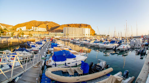 February 02 2022-panoramic view of the port of puerto rico canary island