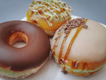 Close-up of dessert served on table