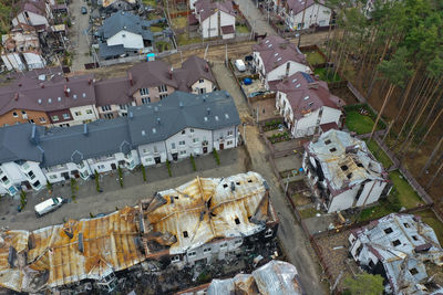 Houses were destroyed by rockets or mines from russian soldiers.