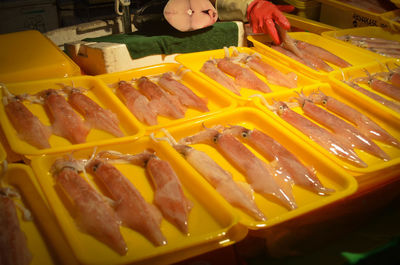 High angle view of food for sale in market