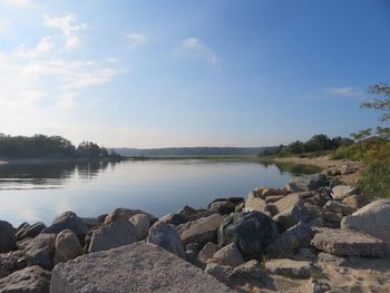 Scenic view of lake against sky